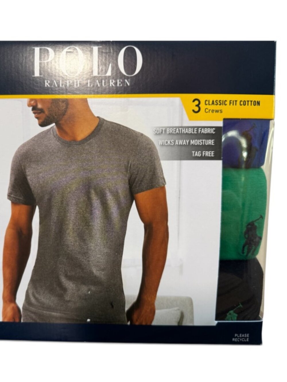 Polo Classic Fit Cotton T-Shirts - 3 Pack - Size Large